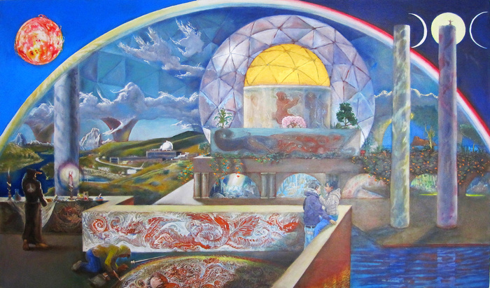 a pleasure dome decreed alkyd/oil with acrylic on ® polyflax 54" x 33", 137.2cm x 83.9cm